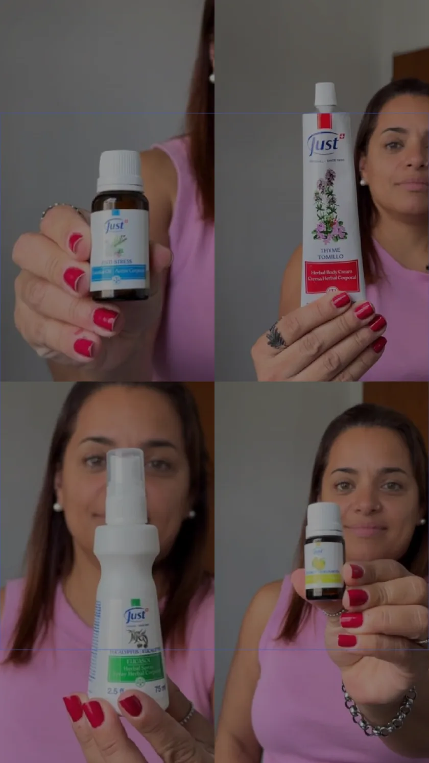 Linda Lizarraga con productos Just